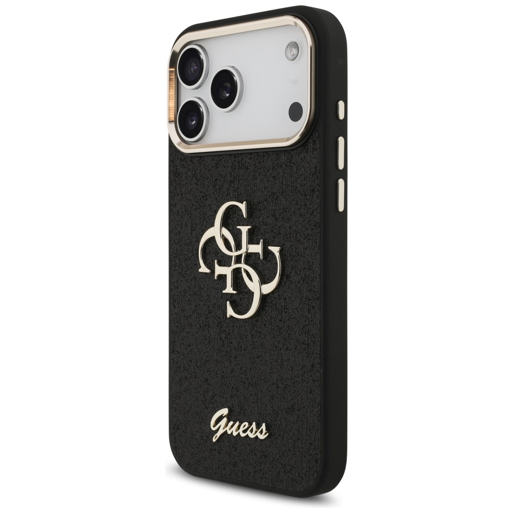 iTok webáruház - Guess Guess Fixed Glitter Big 4G Metal Frame tok iPhone 17 Pro Max készülékhez (fekete) 2 Guess Fixed Glitter Big 4G Metal Frame case for iPhone 17 Pro Max (fekete)