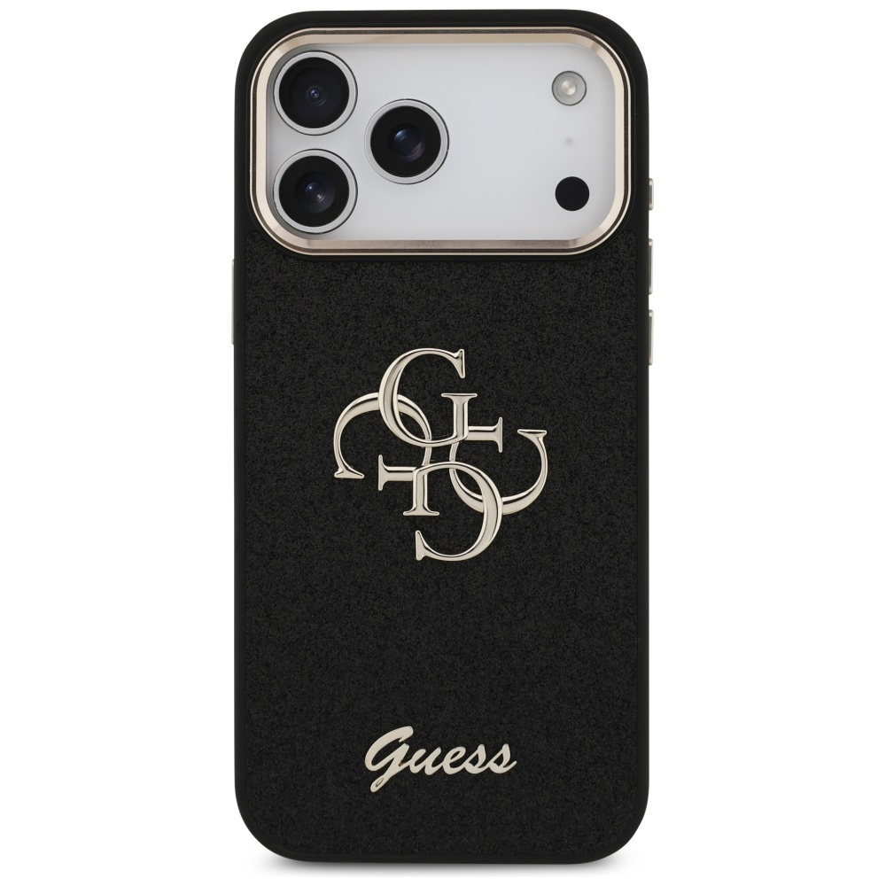 iTok webáruház - Guess Guess Fixed Glitter Big 4G Metal Frame tok iPhone 17 Pro Max készülékhez (fekete) 3 Guess Fixed Glitter Big 4G Metal Frame case for iPhone 17 Pro Max (fekete)