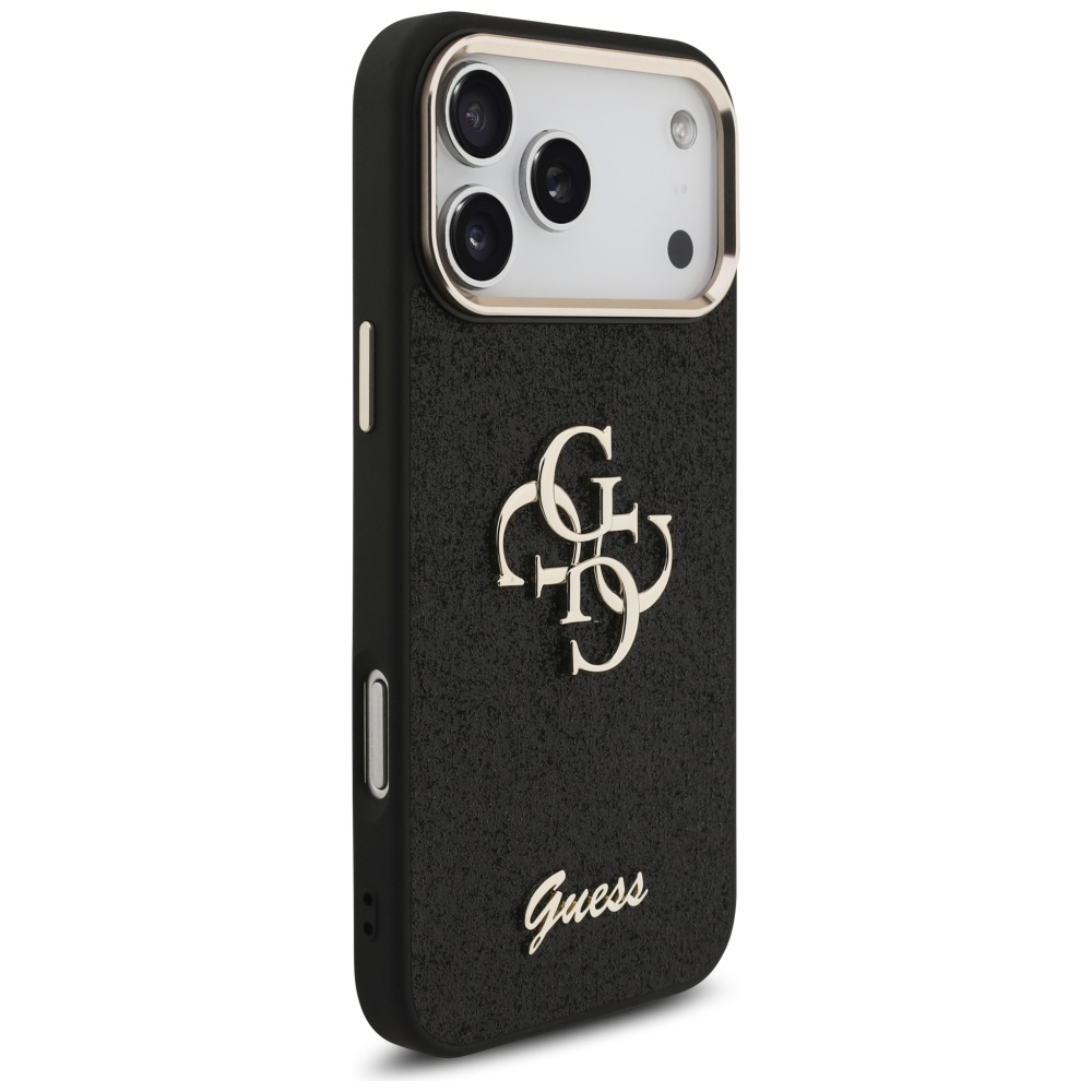 iTok webáruház - Guess Guess Fixed Glitter Big 4G Metal Frame tok iPhone 17 Pro Max készülékhez (fekete) 4 Guess Fixed Glitter Big 4G Metal Frame case for iPhone 17 Pro Max (fekete)