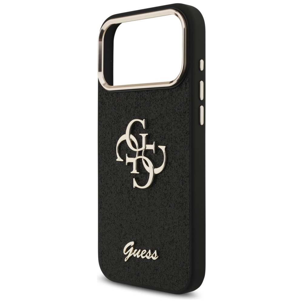 iTok webáruház - Guess Guess Fixed Glitter Big 4G Metal Frame tok iPhone 17 Pro Max készülékhez (fekete) 6 Guess Fixed Glitter Big 4G Metal Frame case for iPhone 17 Pro Max (fekete)