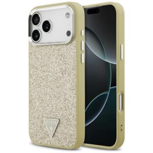Guess Glitter Triangle Logo MagSafe tok iPhone 17 Pro Max (arany)