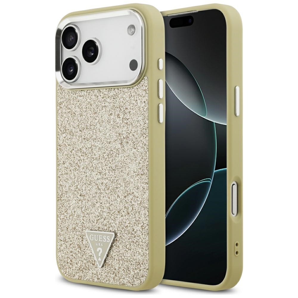 iTok webáruház - Guess Guess Glitter Triangle Logo MagSafe tok iPhone 17 Pro Max (arany) 1 Guess Glitter Triangle Logo MagSafe Case for iPhone 17 Pro Max (arany)