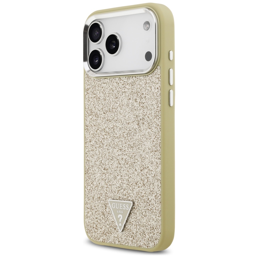 iTok webáruház - Guess Guess Glitter Triangle Logo MagSafe tok iPhone 17 Pro Max (arany) 2 Guess Glitter Triangle Logo MagSafe Case for iPhone 17 Pro Max (arany)