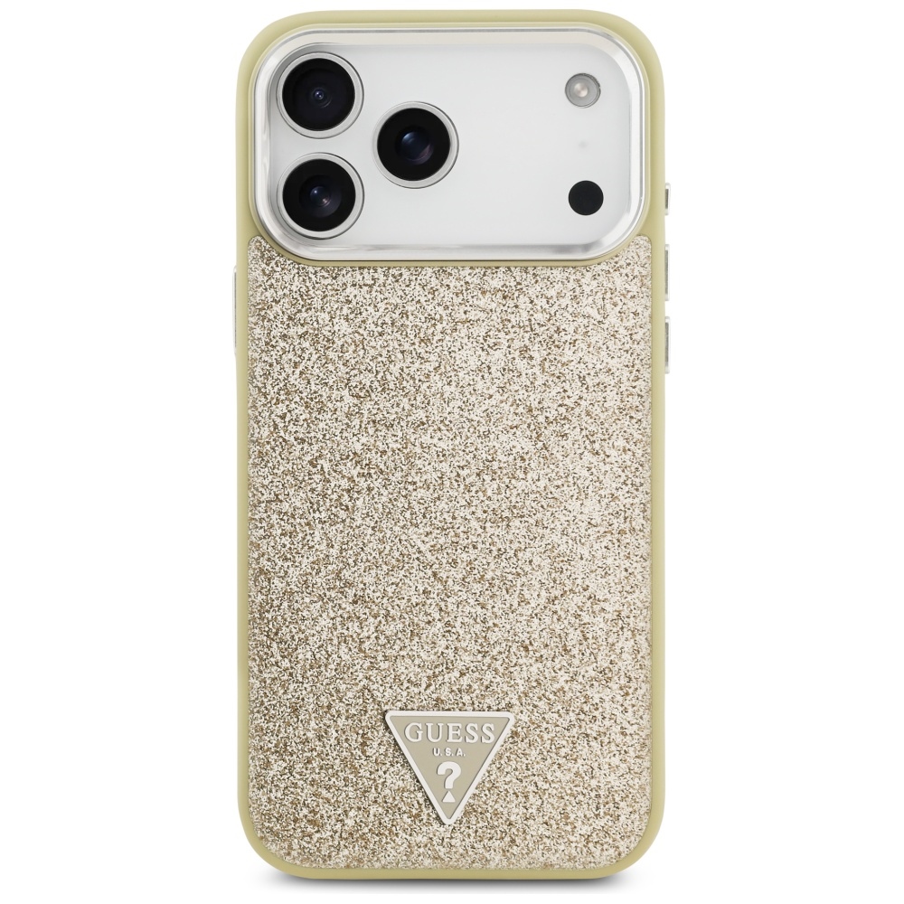 iTok webáruház - Guess Guess Glitter Triangle Logo MagSafe tok iPhone 17 Pro Max (arany) 3 Guess Glitter Triangle Logo MagSafe Case for iPhone 17 Pro Max (arany)