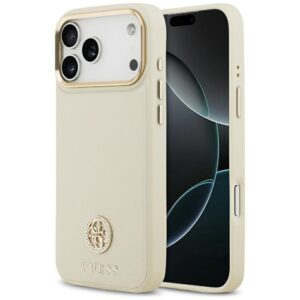 Guess Grained Strass Logo MagSafe tok iPhone 17 Pro Max készülékhez (bézs)