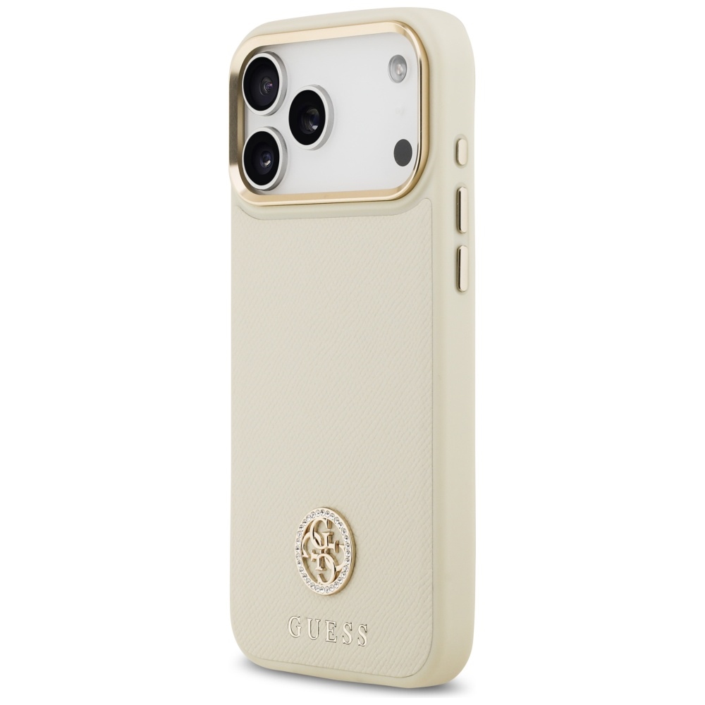 iTok webáruház - Guess Guess Grained Strass Logo MagSafe tok iPhone 17 Pro Max készülékhez (bézs) 2 Guess Grained Strass Logo MagSafe case for iPhone 17 Pro Max (bézs)