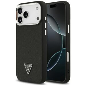 Guess Grained Triangle Logo MagSafe tok iPhone 17 Pro Max (fekete)