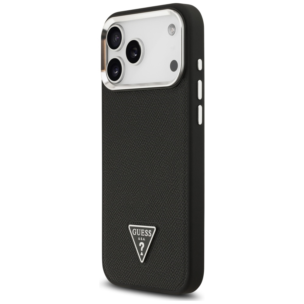 iTok webáruház - Guess Guess Grained Triangle Logo MagSafe tok iPhone 17 Pro Max (fekete) 2 Guess Grained Triangle Logo MagSafe case for iPhone 17 Pro Max (fekete)