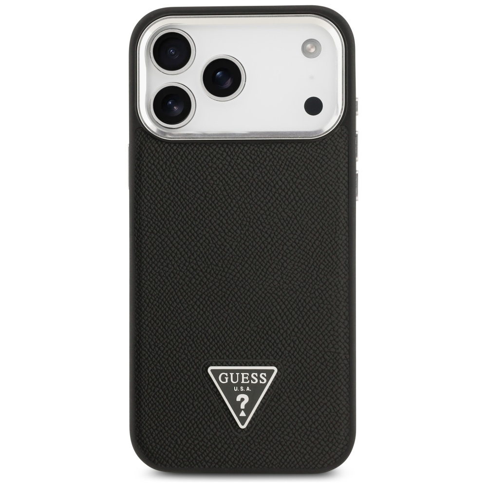 iTok webáruház - Guess Guess Grained Triangle Logo MagSafe tok iPhone 17 Pro Max (fekete) 3 Guess Grained Triangle Logo MagSafe case for iPhone 17 Pro Max (fekete)