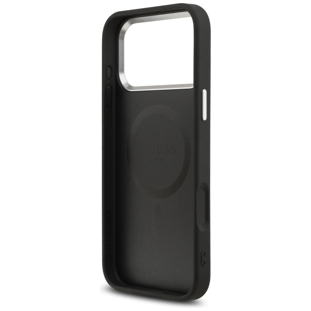 iTok webáruház - Guess Guess Grained Triangle Logo MagSafe tok iPhone 17 Pro Max (fekete) 7 Guess Grained Triangle Logo MagSafe case for iPhone 17 Pro Max (fekete)