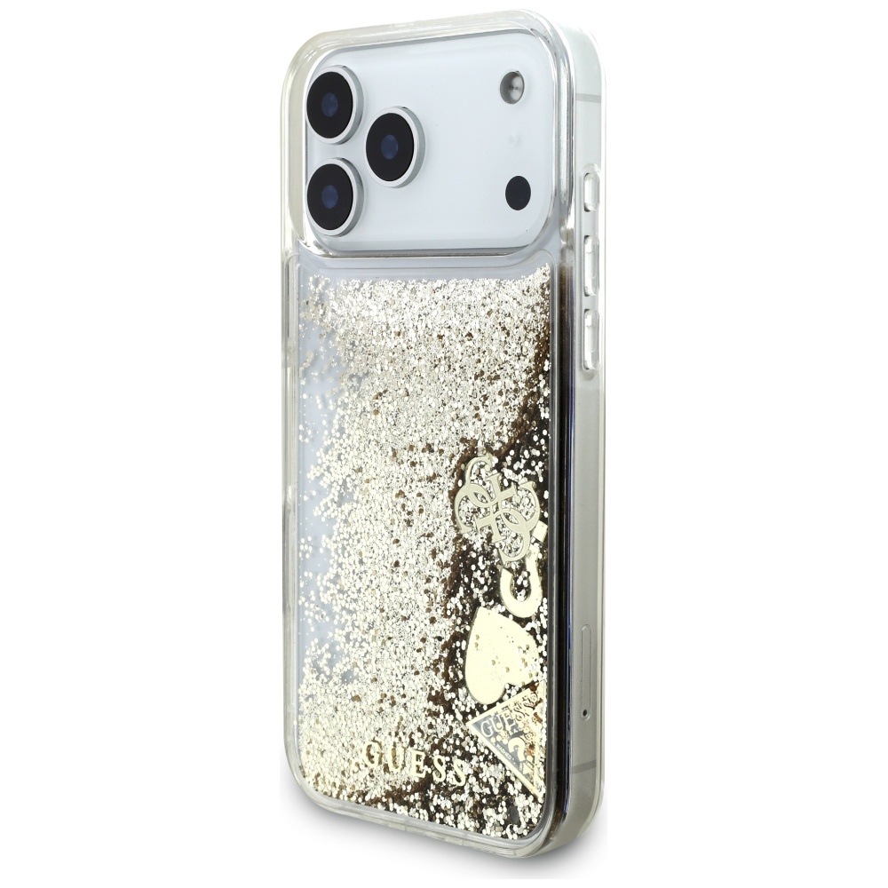 iTok webáruház - Guess Guess Liq. Glitter 4 Charms tok iPhone 17 Pro Max készülékhez (arany) 2 Guess Liq. Glitter 4 Charms Case for iPhone 17 Pro Max (arany)