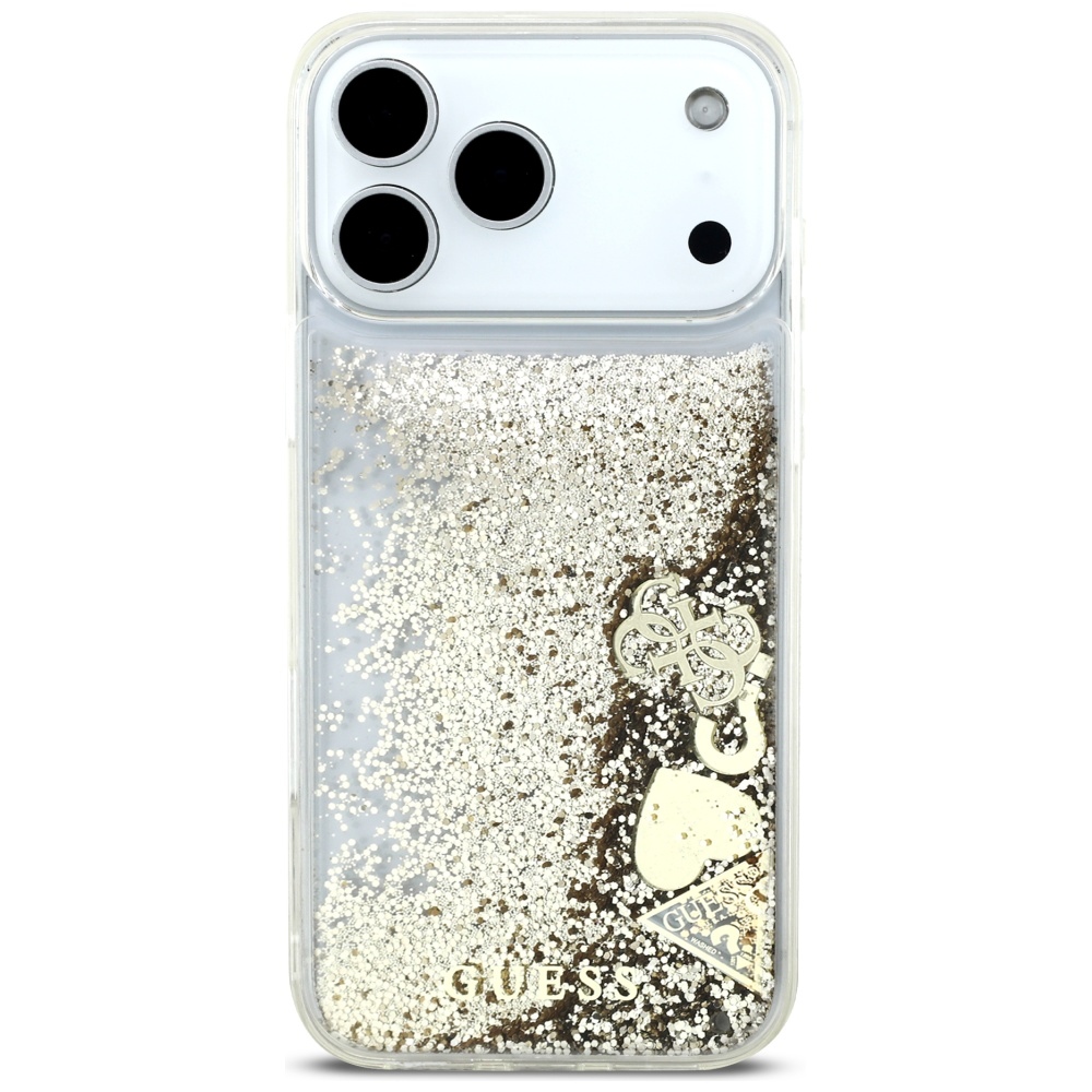 iTok webáruház - Guess Guess Liq. Glitter 4 Charms tok iPhone 17 Pro Max készülékhez (arany) 3 Guess Liq. Glitter 4 Charms Case for iPhone 17 Pro Max (arany)