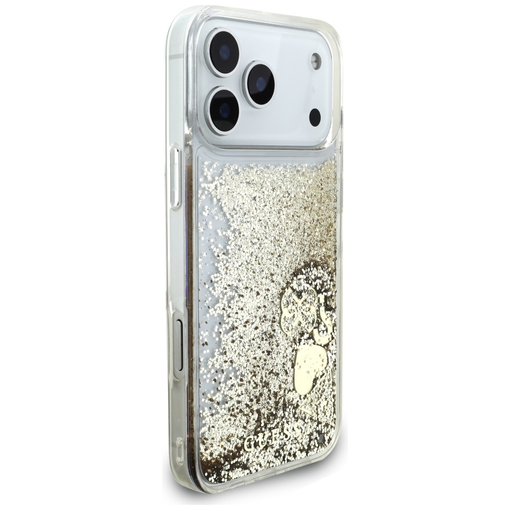 iTok webáruház - Guess Guess Liq. Glitter 4 Charms tok iPhone 17 Pro Max készülékhez (arany) 4 Guess Liq. Glitter 4 Charms Case for iPhone 17 Pro Max (arany)