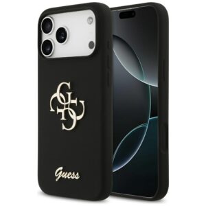 Guess Silicone Big 4G Script tok iPhone 17 Pro Max készülékhez (fekete)