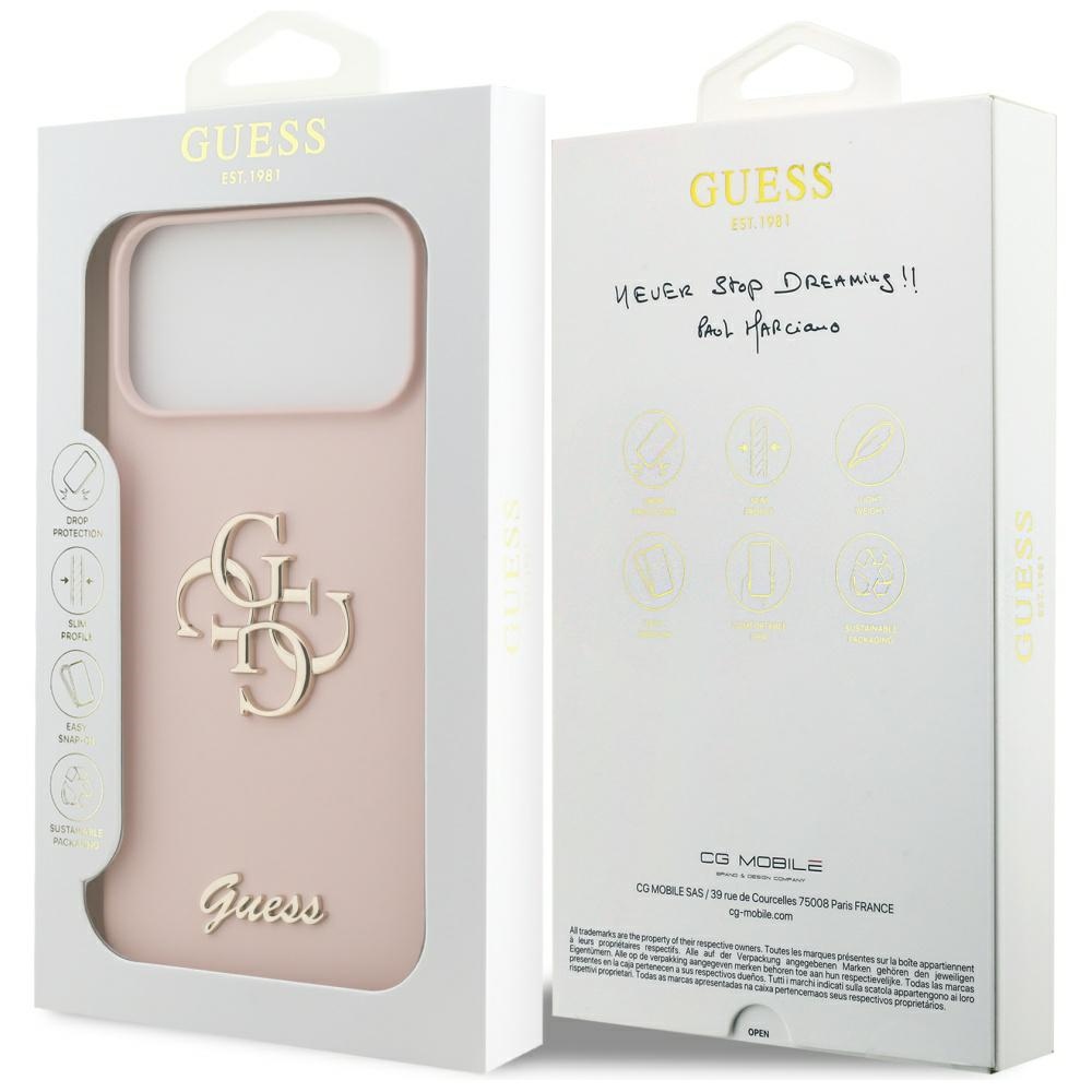 iTok webáruház - Guess Guess Silicone Big 4G Script szilikon tok iPhone 17 Pro Max készülékhez (rózsaszín) 8 Guess Silicone Big 4G Script Case for iPhone 17 Pro Max (rózsaszín)