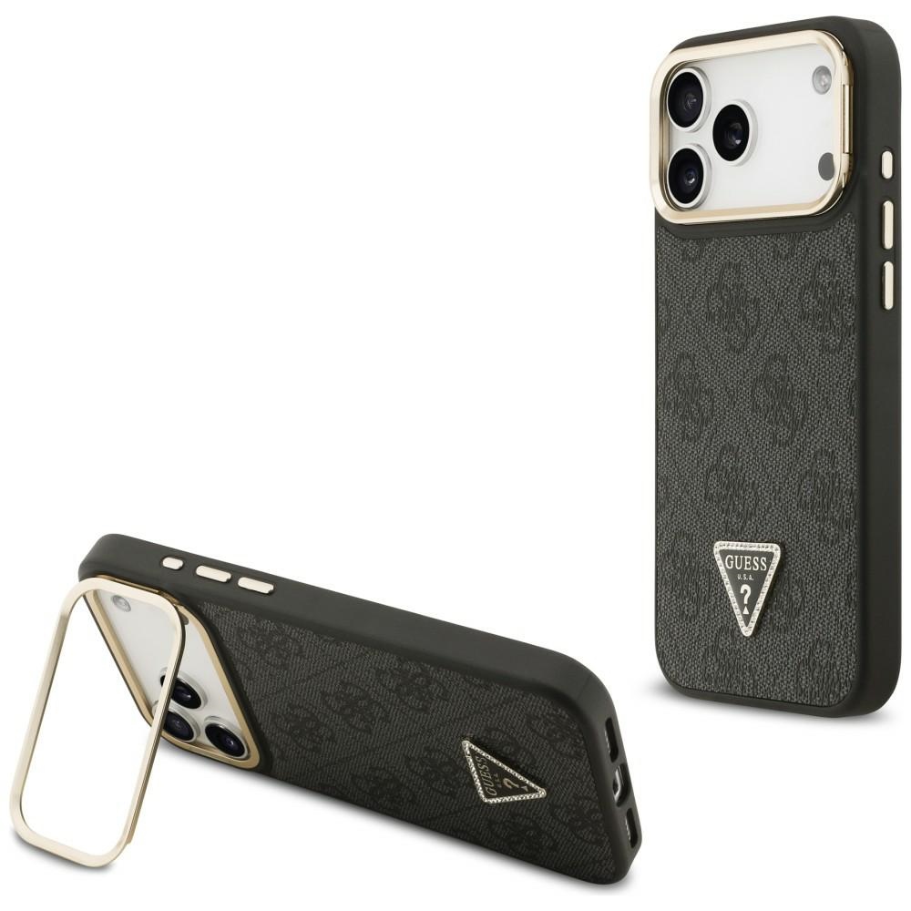 iTok webáruház - Guess Guess 4G PU Triangle Logo & Stand Camera MagSafe tok iPhone 17 Pro Max (fekete) 1 Guess 4G PU Triangle Logo & Stand Camera Magsafe Case for iPhone 17 Pro Max (fekete)