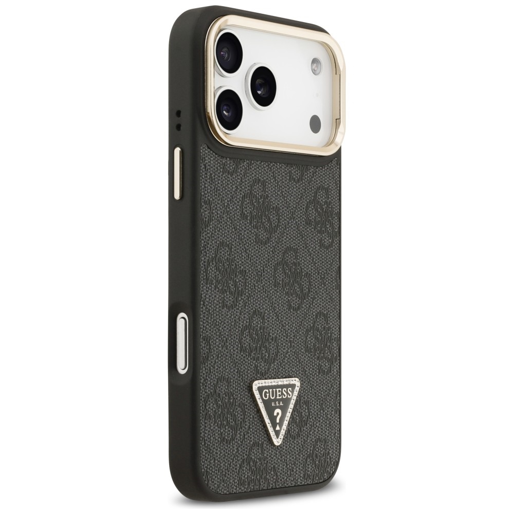 iTok webáruház - Guess Guess 4G PU Triangle Logo & Stand Camera MagSafe tok iPhone 17 Pro Max (fekete) 4 Guess 4G PU Triangle Logo & Stand Camera Magsafe Case for iPhone 17 Pro Max (fekete)