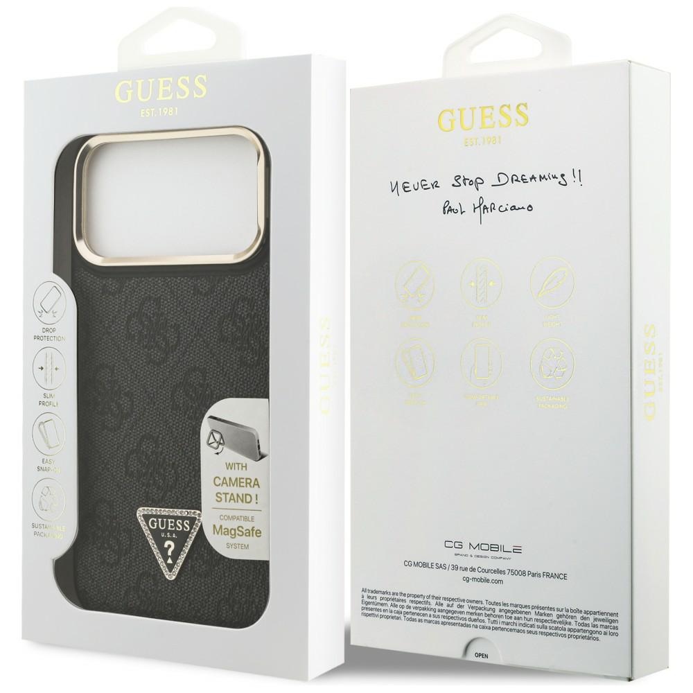 iTok webáruház - Guess Guess 4G PU Triangle Logo & Stand Camera MagSafe tok iPhone 17 Pro Max (fekete) 8 Guess 4G PU Triangle Logo & Stand Camera Magsafe Case for iPhone 17 Pro Max (fekete)
