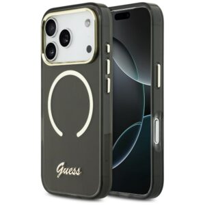 Guess IML Script Metal MagSafe tok iPhone 17 Pro Max készülékhez (fekete)