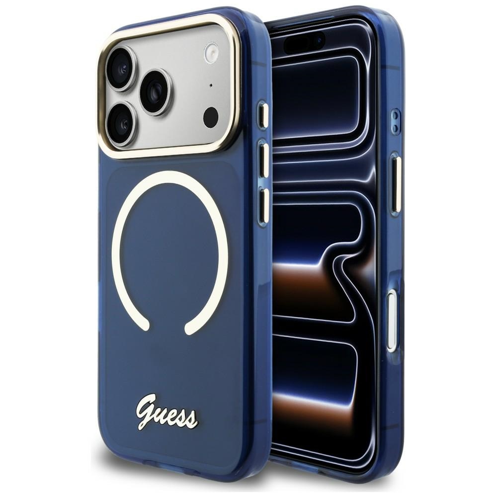 iTok webáruház - Guess Guess IML Script Metal MagSafe tok iPhone 17 Pro Max készülékhez (kék) 1 Guess IML Script Metal MagSafe Case for iPhone 17 Pro Max (kék)