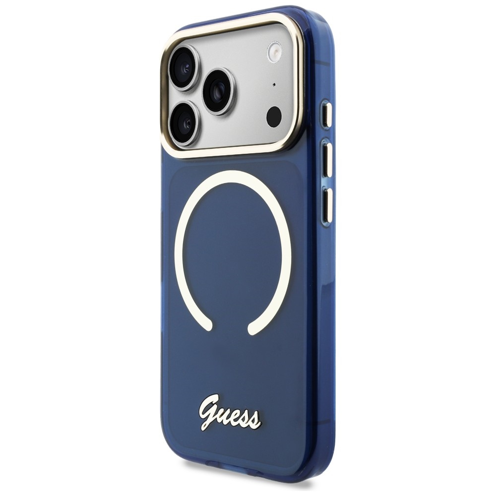 iTok webáruház - Guess Guess IML Script Metal MagSafe tok iPhone 17 Pro Max készülékhez (kék) 2 Guess IML Script Metal MagSafe Case for iPhone 17 Pro Max (kék)