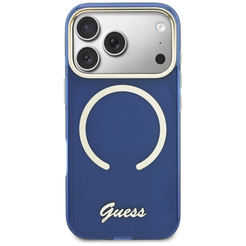 iTok webáruház - Guess Guess IML Script Metal MagSafe tok iPhone 17 Pro Max készülékhez (kék) 3 Guess IML Script Metal MagSafe Case for iPhone 17 Pro Max (kék)