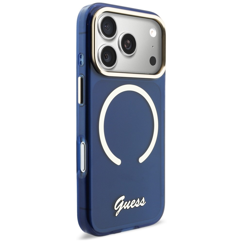 iTok webáruház - Guess Guess IML Script Metal MagSafe tok iPhone 17 Pro Max készülékhez (kék) 4 Guess IML Script Metal MagSafe Case for iPhone 17 Pro Max (kék)