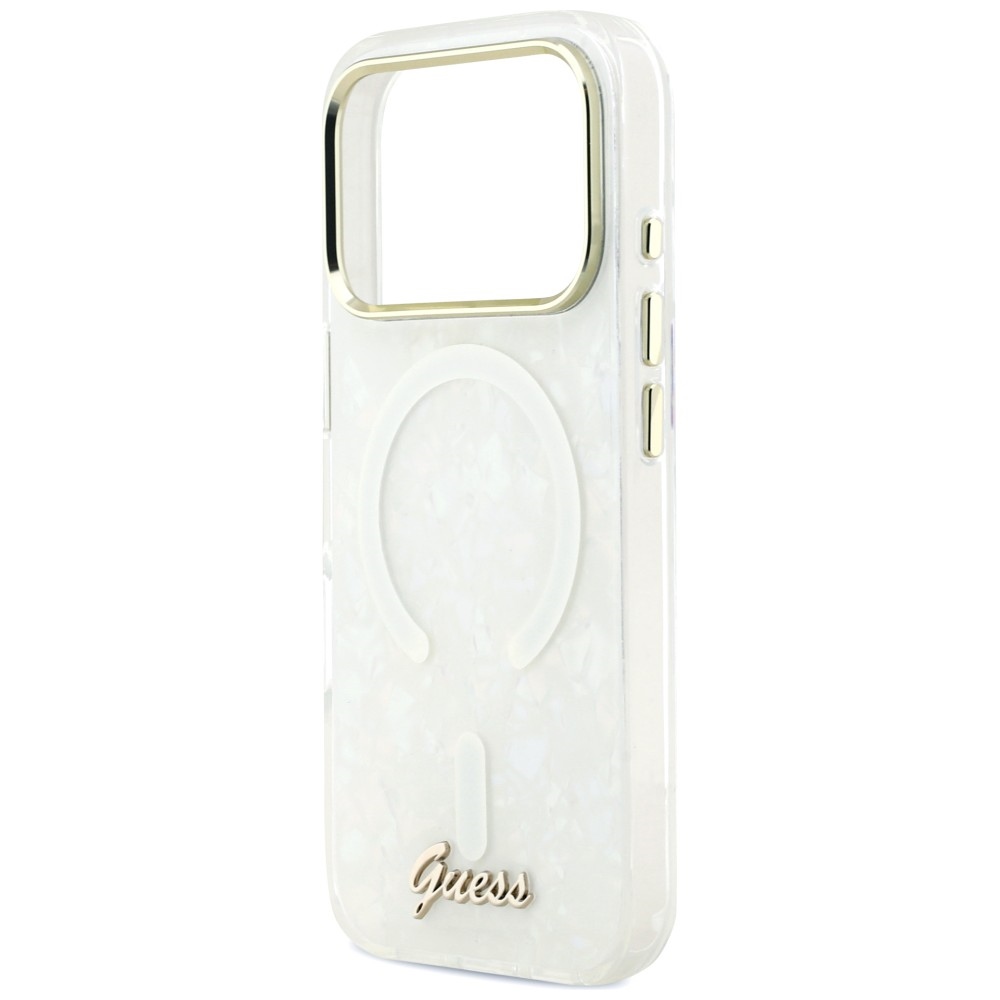 iTok webáruház - Guess Guess IML Shell Script Metal MagSafe tok iPhone 17 Pro Max készülékhez (fehér) 6 Guess IML Shell Script Metal MagSafe Case for iPhone 17 Pro Max (fehér)