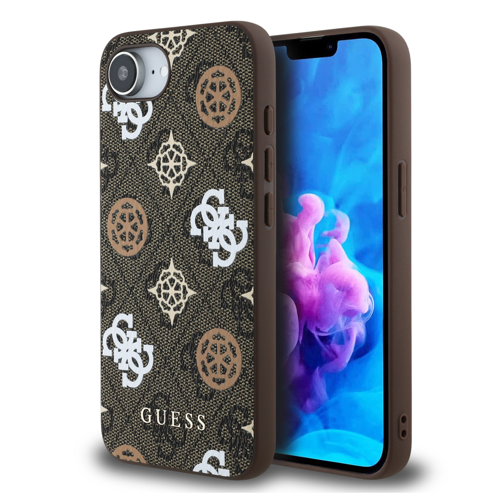 iTok webáruház - Guess Guess PU 4G Peony MagSafe tok iPhone 16e készülékhez (barna) 1 Guess PU 4G Peony case with MagSafe for iPhone 16e (barna)