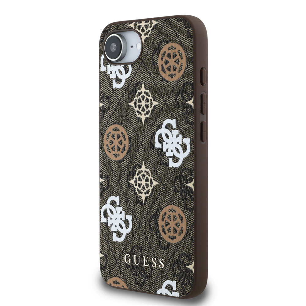 iTok webáruház - Guess Guess PU 4G Peony MagSafe tok iPhone 16e készülékhez (barna) 4 Guess PU 4G Peony case with MagSafe for iPhone 16e (barna)