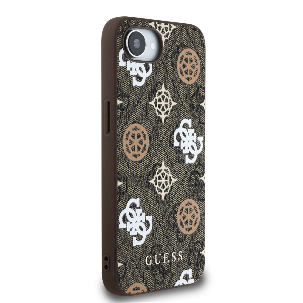 iTok webáruház - Guess Guess PU 4G Peony MagSafe tok iPhone 16e készülékhez (barna) 6 Guess PU 4G Peony case with MagSafe for iPhone 16e (barna)