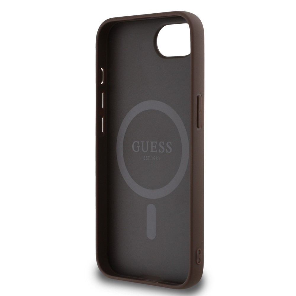 iTok webáruház - Guess Guess PU 4G Peony MagSafe tok iPhone 16e készülékhez (barna) 7 Guess PU 4G Peony case with MagSafe for iPhone 16e (barna)