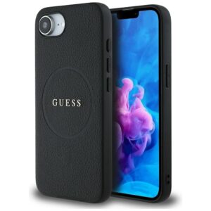 Guess PU Grained Classic Logo MagSafe tok iPhone 16e készülékhez (fekete)