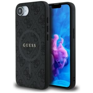 Guess PU Leather 4G Colored Ring tok MagSafe-kompatibilis iPhone 16e készülékhez (fekete)