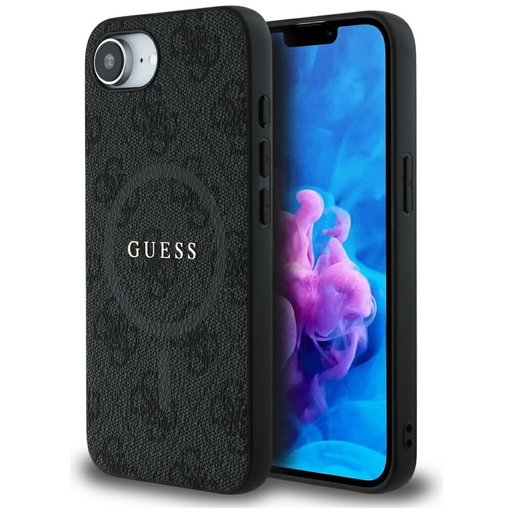 iTok webáruház - Guess Guess PU Leather 4G Colored Ring tok MagSafe-kompatibilis iPhone 16e készülékhez (fekete) 1 Guess PU Leather 4G Colored Ring Case with MagSafe for iPhone 16e (fekete)