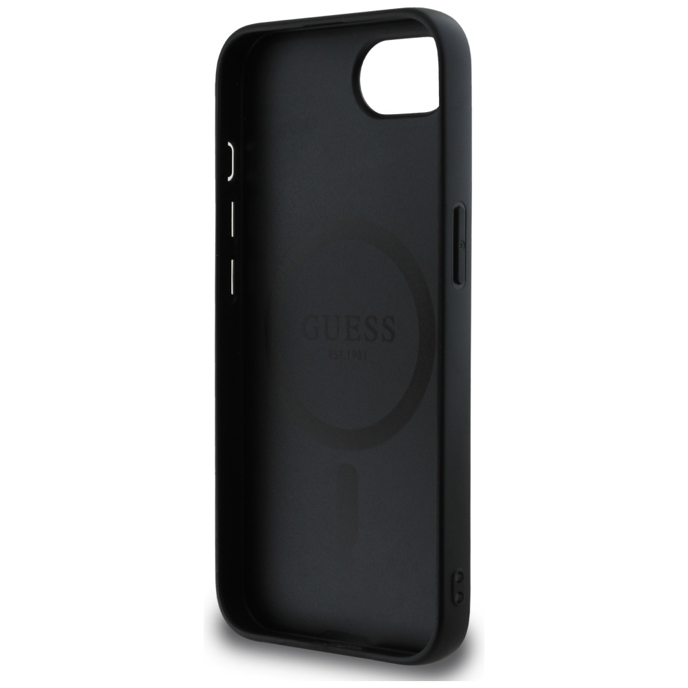 iTok webáruház - Guess Guess PU Leather 4G Colored Ring tok MagSafe-kompatibilis iPhone 16e készülékhez (fekete) 7 Guess PU Leather 4G Colored Ring Case with MagSafe for iPhone 16e (fekete)