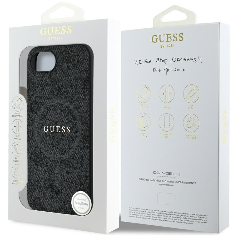 iTok webáruház - Guess Guess PU Leather 4G Colored Ring tok MagSafe-kompatibilis iPhone 16e készülékhez (fekete) 8 Guess PU Leather 4G Colored Ring Case with MagSafe for iPhone 16e (fekete)