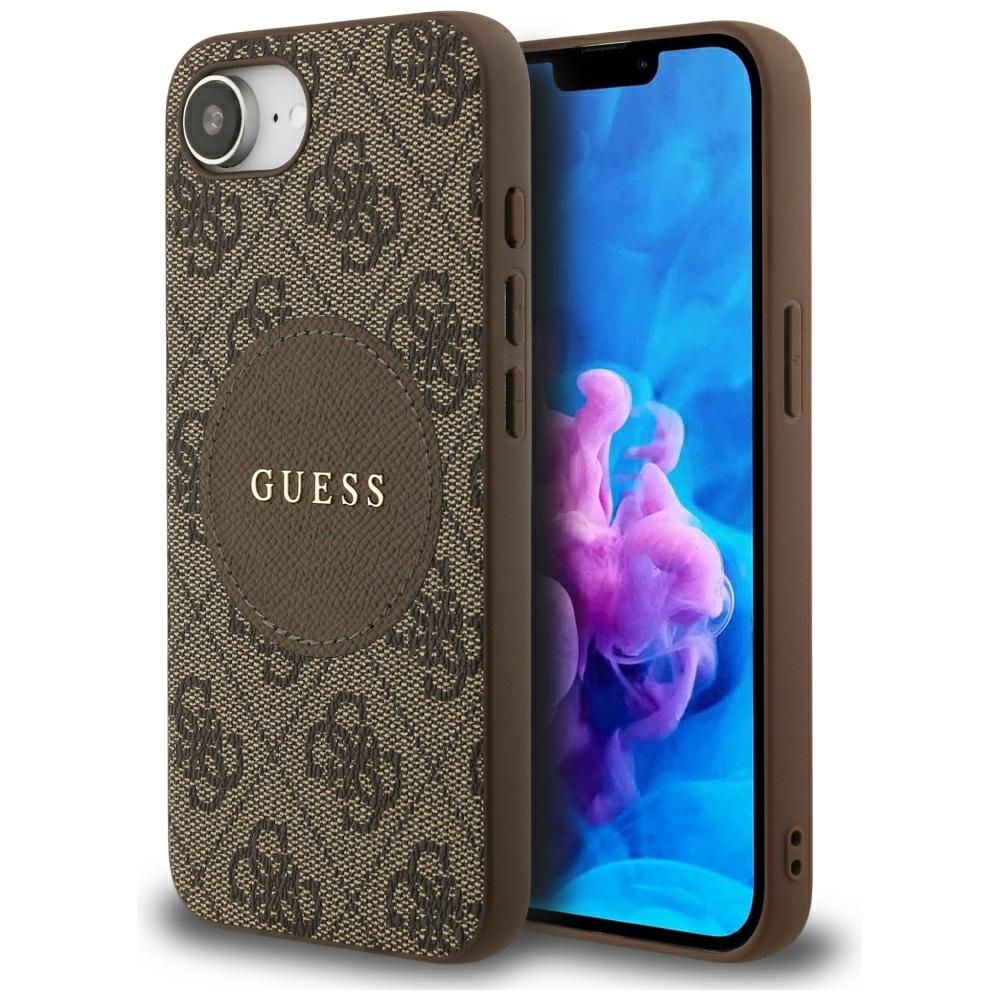 iTok webáruház - Guess Guess 4G Circle Classic Logo MagSafe tok iPhone 16e készülékhez (barna) 1 Guess 4G Circle Classic Logo MagSafe case for iPhone 16e (barna)