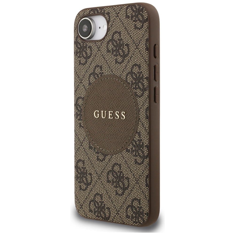 iTok webáruház - Guess Guess 4G Circle Classic Logo MagSafe tok iPhone 16e készülékhez (barna) 2 Guess 4G Circle Classic Logo MagSafe case for iPhone 16e (barna)