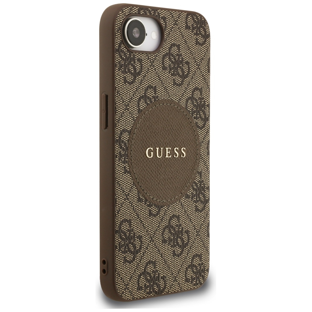 iTok webáruház - Guess Guess 4G Circle Classic Logo MagSafe tok iPhone 16e készülékhez (barna) 4 Guess 4G Circle Classic Logo MagSafe case for iPhone 16e (barna)