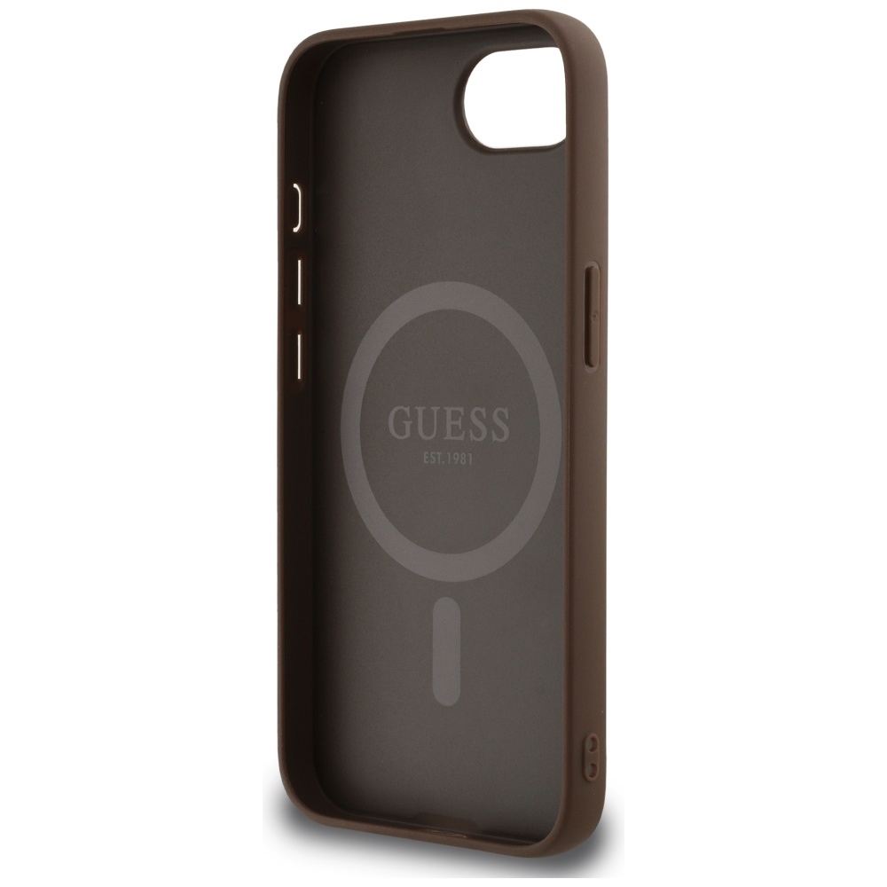 iTok webáruház - Guess Guess 4G Circle Classic Logo MagSafe tok iPhone 16e készülékhez (barna) 7 Guess 4G Circle Classic Logo MagSafe case for iPhone 16e (barna)