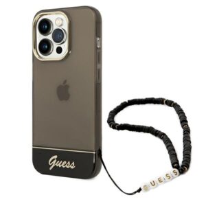 Guess Translucent Pearl Strap tok iPhone 14 Pro készülékhez (fekete)