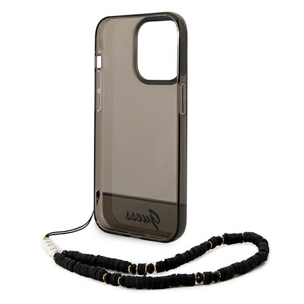 iTok webáruház - Guess Guess Translucent Pearl Strap tok iPhone 14 Pro készülékhez (fekete) 6 Guess Translucent Pearl Strap Case for iPhone 14 Pro (fekete)