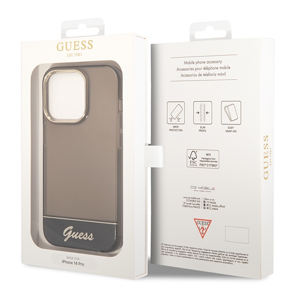 iTok webáruház - Guess Guess GUHCP14LHGCOK tok iPhone 14 Pro 6,1 hüvelykes készülékhez – fekete 8 Guess GUHCP14LHGCOK iPhone 14 Pro 6.1 "black / black hardcase Translucent