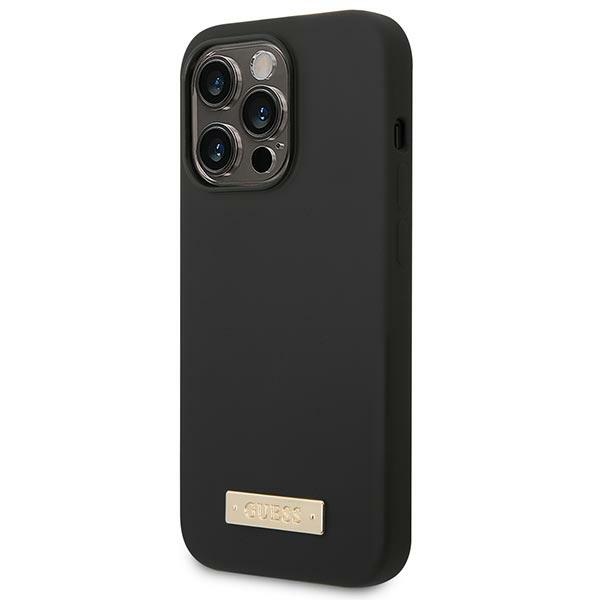 iTok webáruház - Guess Guess GUHMP14LSBPLK iPhone 14 Pro 6,1" szilikon tok MagSafe – fekete 2 Guess GUHMP14LSBPLK iPhone 14 Pro 6.1" black/black hard case Silicone Logo Plate MagSafe