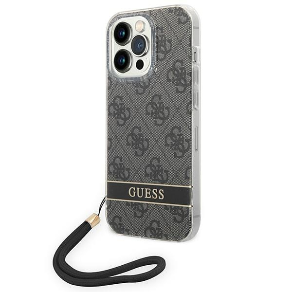 iTok webáruház - Guess Guess GUOHCP14LH4STK 4G Print Strap tok iPhone 14 Pro 6,1" készülékhez – fekete 1 Guess GUOHCP14LH4STK iPhone 14 Pro 6.1 "black / black hardcase 4G Print Strap