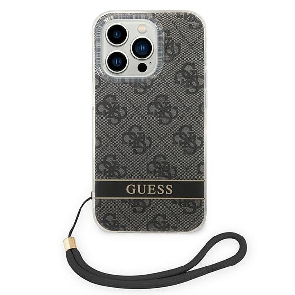 iTok webáruház - Guess Guess GUOHCP14LH4STK 4G Print Strap tok iPhone 14 Pro 6,1" készülékhez – fekete 2 Guess GUOHCP14LH4STK iPhone 14 Pro 6.1 "black / black hardcase 4G Print Strap