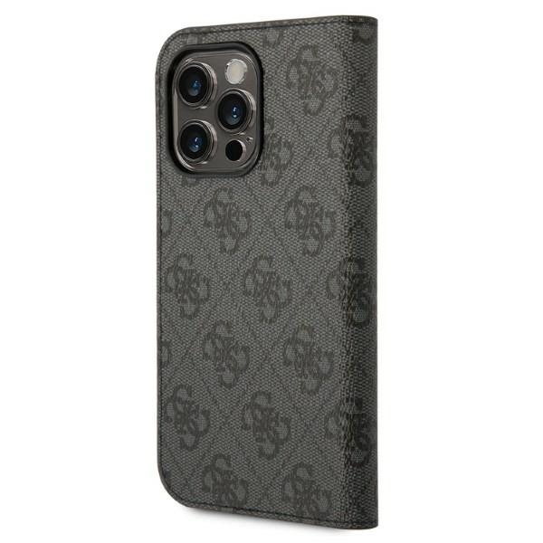 iTok webáruház - Guess Guess GUBKP14LHG4SHK iPhone 14 Pro 6,1 fekete könyvtok – 4G Vintage Gold Logo 2 Guess GUBKP14LHG4SHK iPhone 14 Pro 6.1 "black / black book 4G Vintage Gold Logo