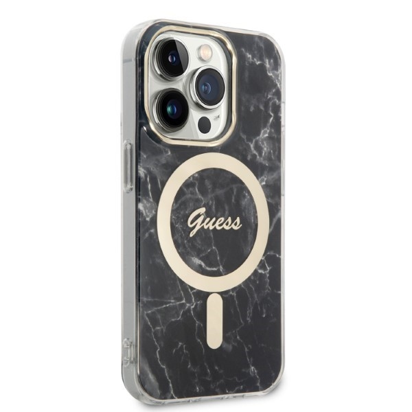 iTok webáruház - Guess Guess GUBPP14LHMEACSK Marble MagSafe tok és vezeték nélküli töltő iPhone 14 Pro készülékhez 4 Set Guess GUBPP14LHMEACSK Case+ Charger iPhone 14 Pro 6.1" black/black hard case Marble MagSafe