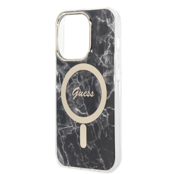iTok webáruház - Guess Guess GUBPP14LHMEACSK Marble MagSafe tok és vezeték nélküli töltő iPhone 14 Pro készülékhez 6 Set Guess GUBPP14LHMEACSK Case+ Charger iPhone 14 Pro 6.1" black/black hard case Marble MagSafe